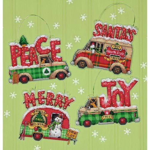 70-08974 "Holiday Truck Ornaments (Праздничные грузовички)" Dimensions