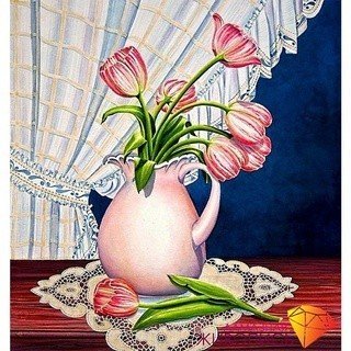 АЖ-1234 "Тюльпаны у окна" Алмазная живопись