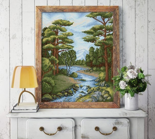 АЖ-1652 "Лесной ручей" Алмазная живопись