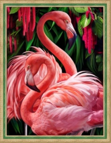 АЖ-1739 "Пара фламинго" Алмазная живопись