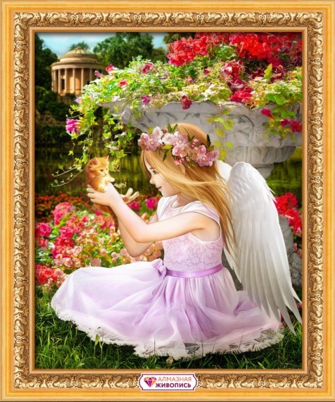 АЖ-1781 "Ангел в саду" Алмазная живопись