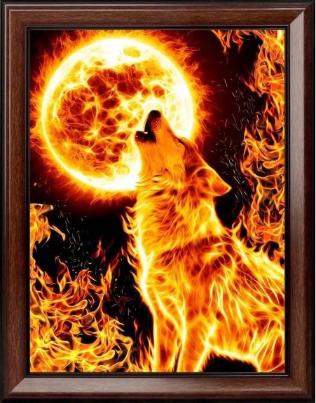 АЖ-1855 "Огненный волк" Алмазная живопись