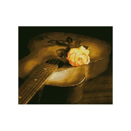 АЖ-1051 "Гитара и роза" Алмазная живопись