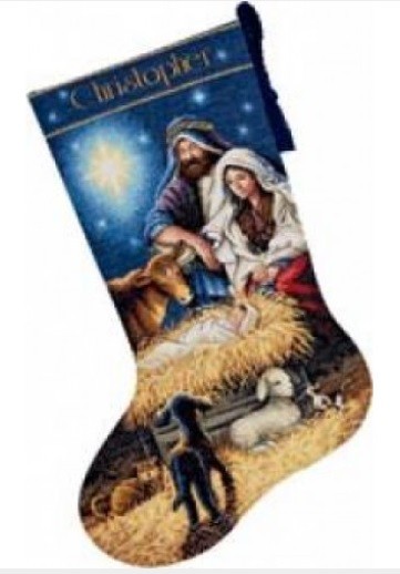 8838 "Holy Night Stocking (Святая ночь)" Dimensions