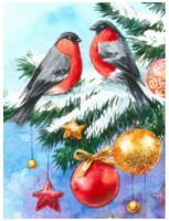 WD3040 "Bullfinches and Christmas tree" Wizardi