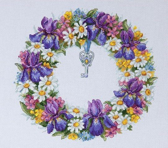 K-108 "Wreath with Irises(Веночек с ирисами)" Мережка