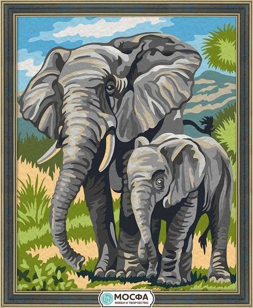 7C-0065 "Слоны" Мосфа (40х50 см, холст)