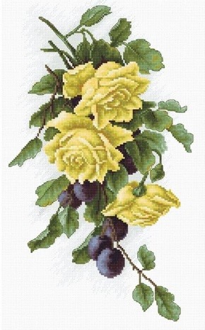 В2230 "Желтые розы со сливами" Лука-С