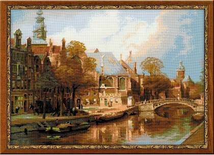 1189 "Амстердам. Старая церковь и церковь Св. Николая Чудотворца" по мотивам картины И. Клинкенберга" Риолис