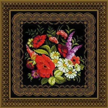 1642 Подушка/панно "Жостовская роспись" Риолис